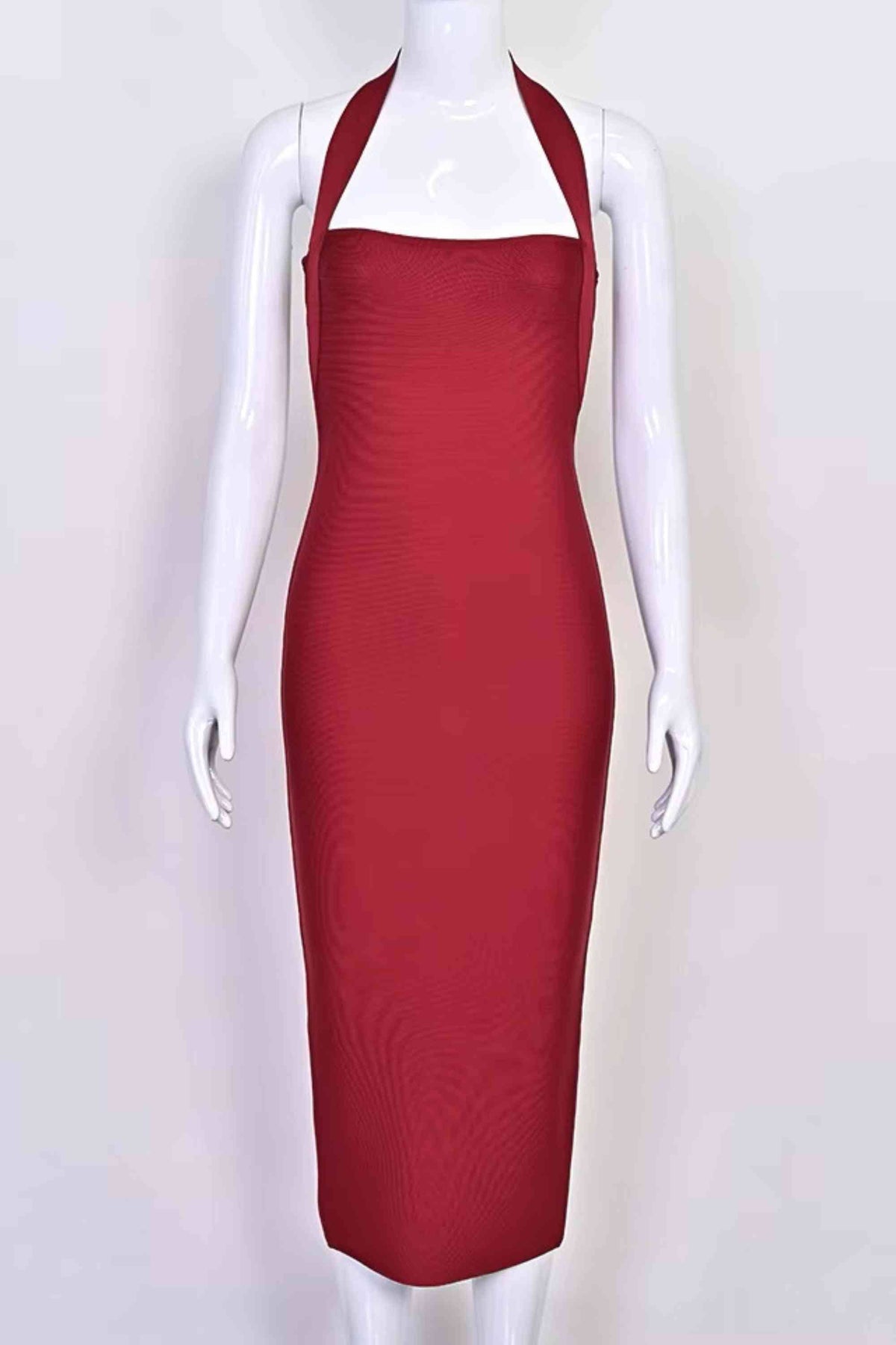 Raya Bodycon Midi Dress in Black Red Wine 5
