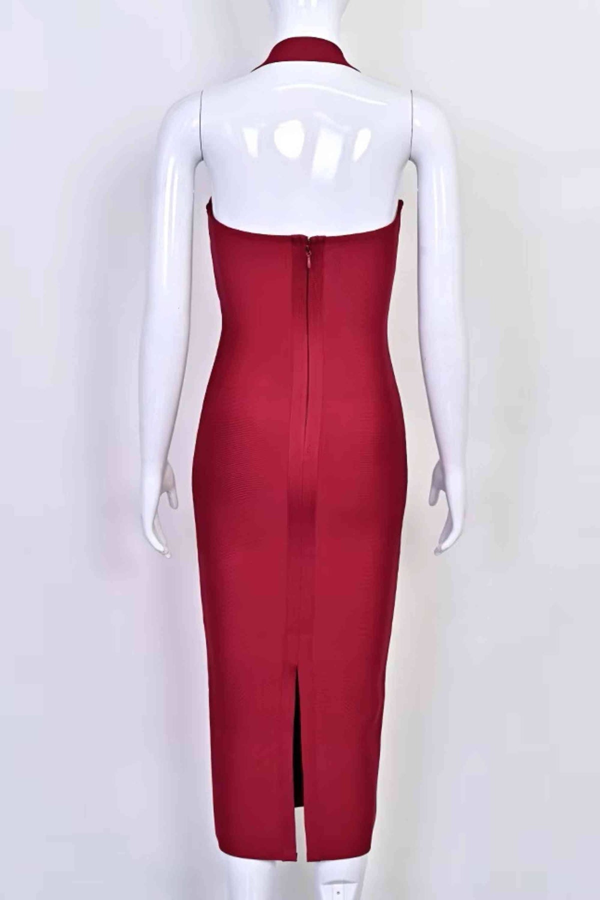 Raya Bodycon Midi Dress in Black Red Wine 6