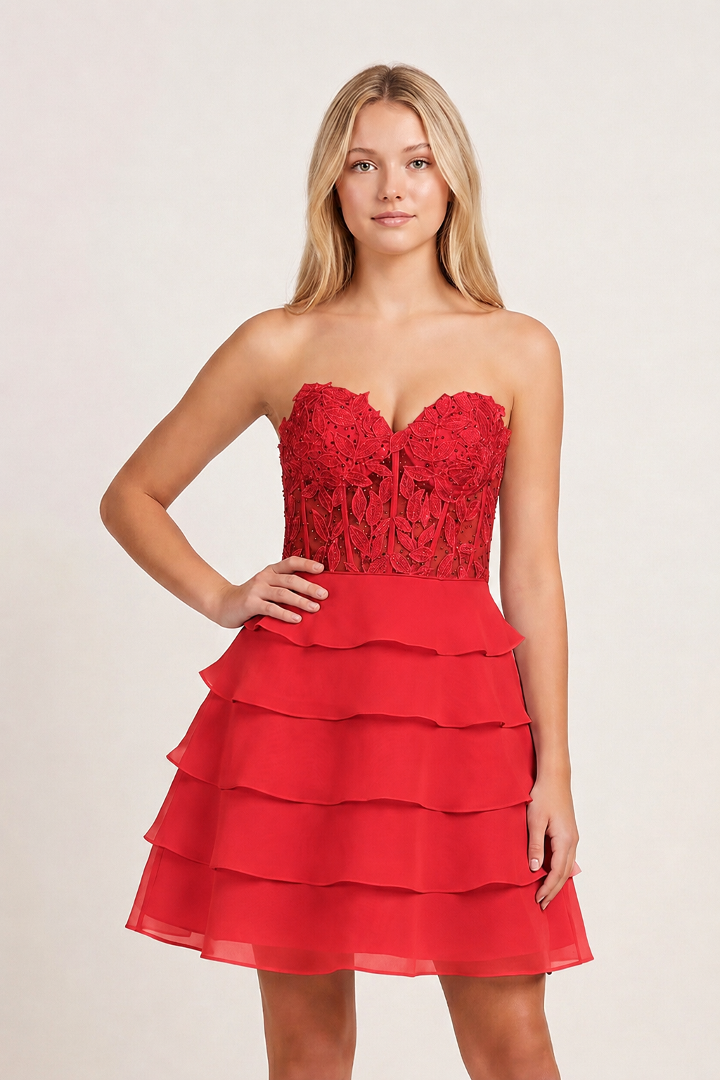 Delphine Tiered Corset Homecoming Dress Purple 8