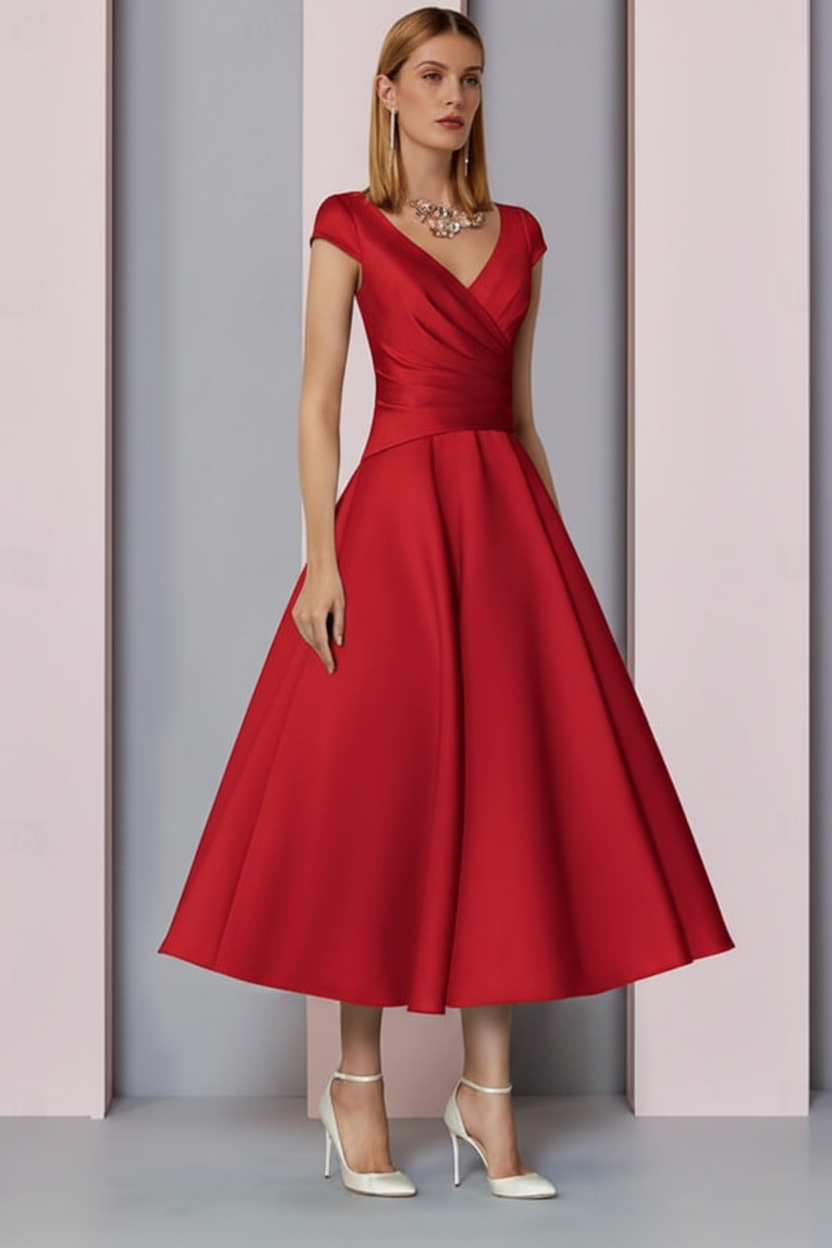 Eleanor Satin A-Line Dress Burgundy 6