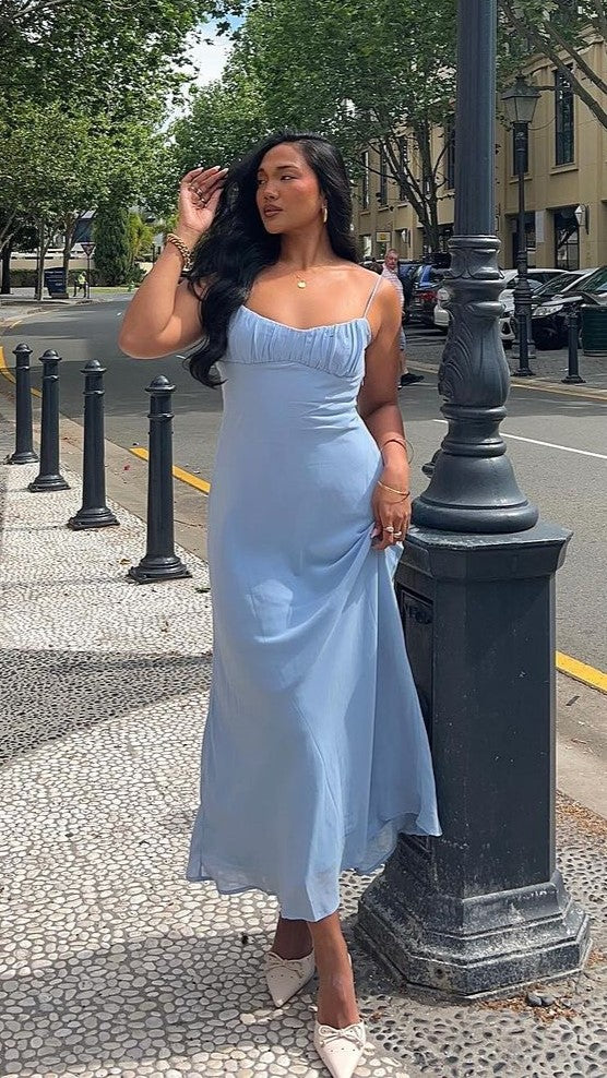 Margie Satin Midi Dress Blue 7