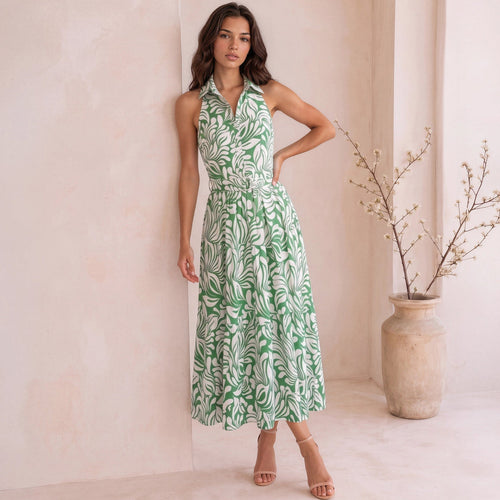 Riley Linen Maxi Dress in Sage MALLORCA GREEN 1