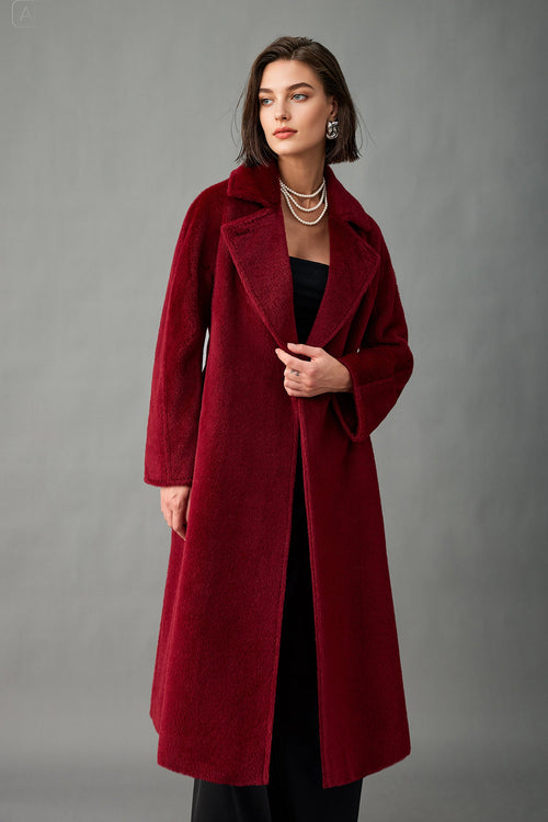 Evangeline Alpaca Wool Maxi Coat Ancora Red 1