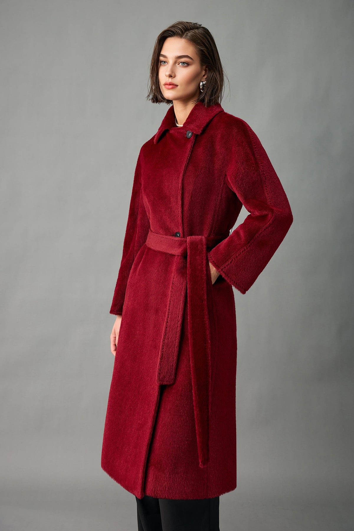 Evangeline Alpaca Wool Maxi Coat Deep Royal Blue 3