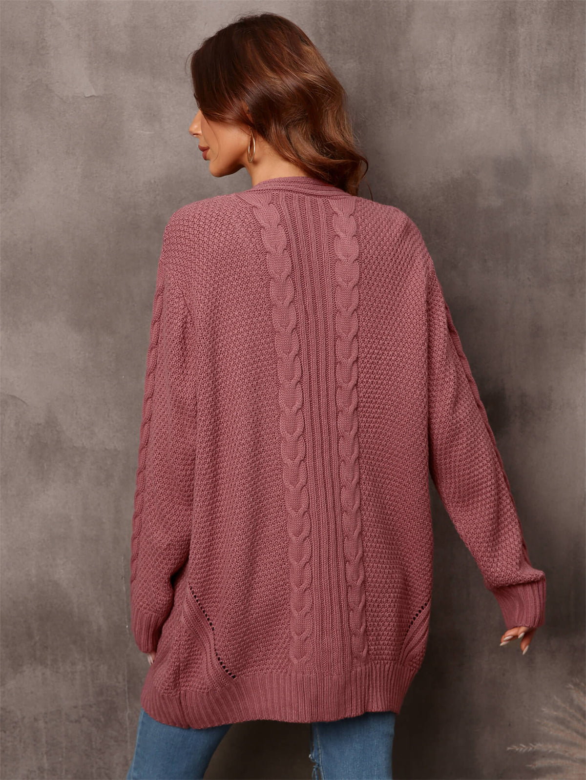 Ludlow Cable Knit Cardigan in Blush Rust 6