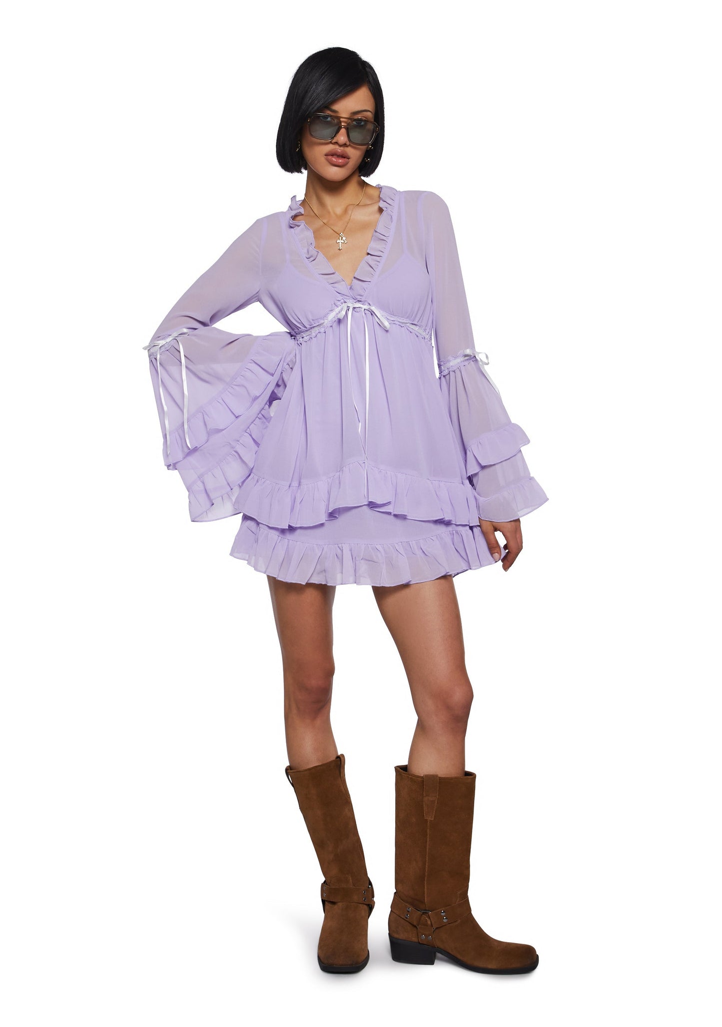 Divinity Velvet Mini Dress Light Purple 2