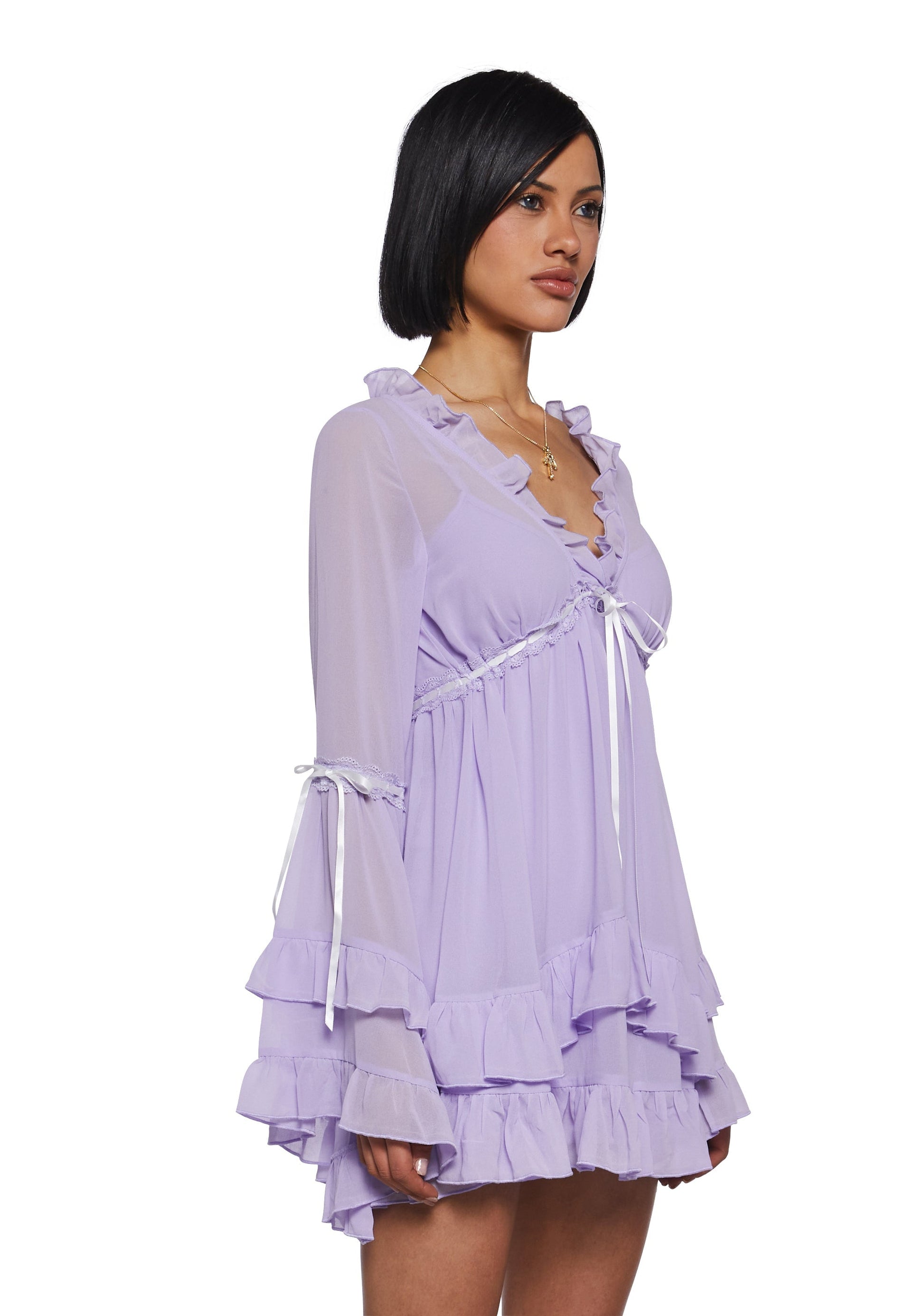 Divinity Velvet Mini Dress Light Purple 3