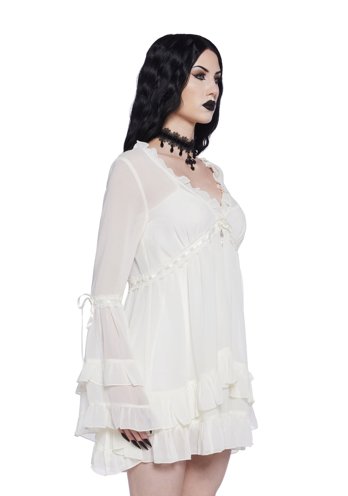 Divinity Velvet Mini Dress Off White 3