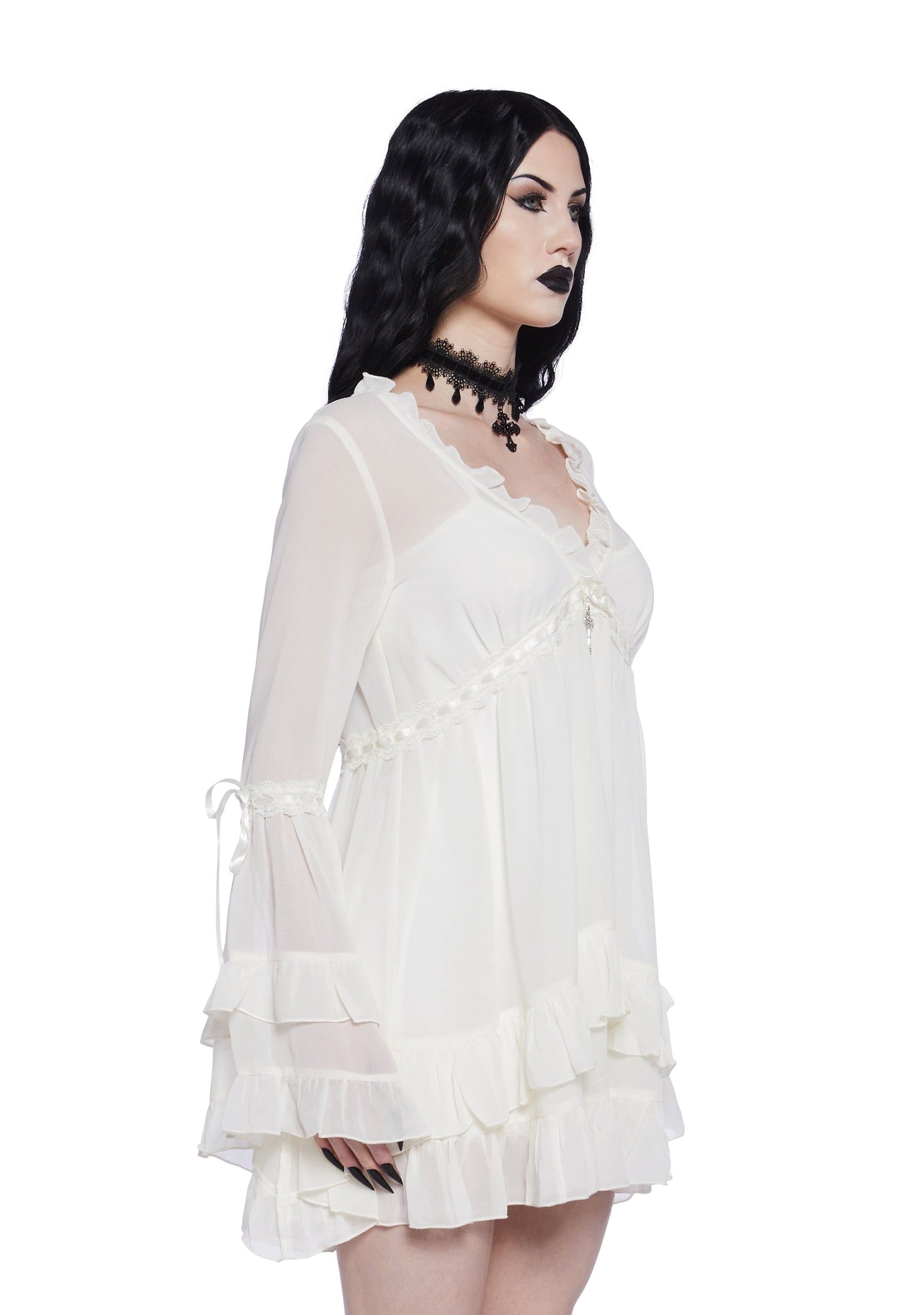 Divinity Velvet Mini Dress Off White 3