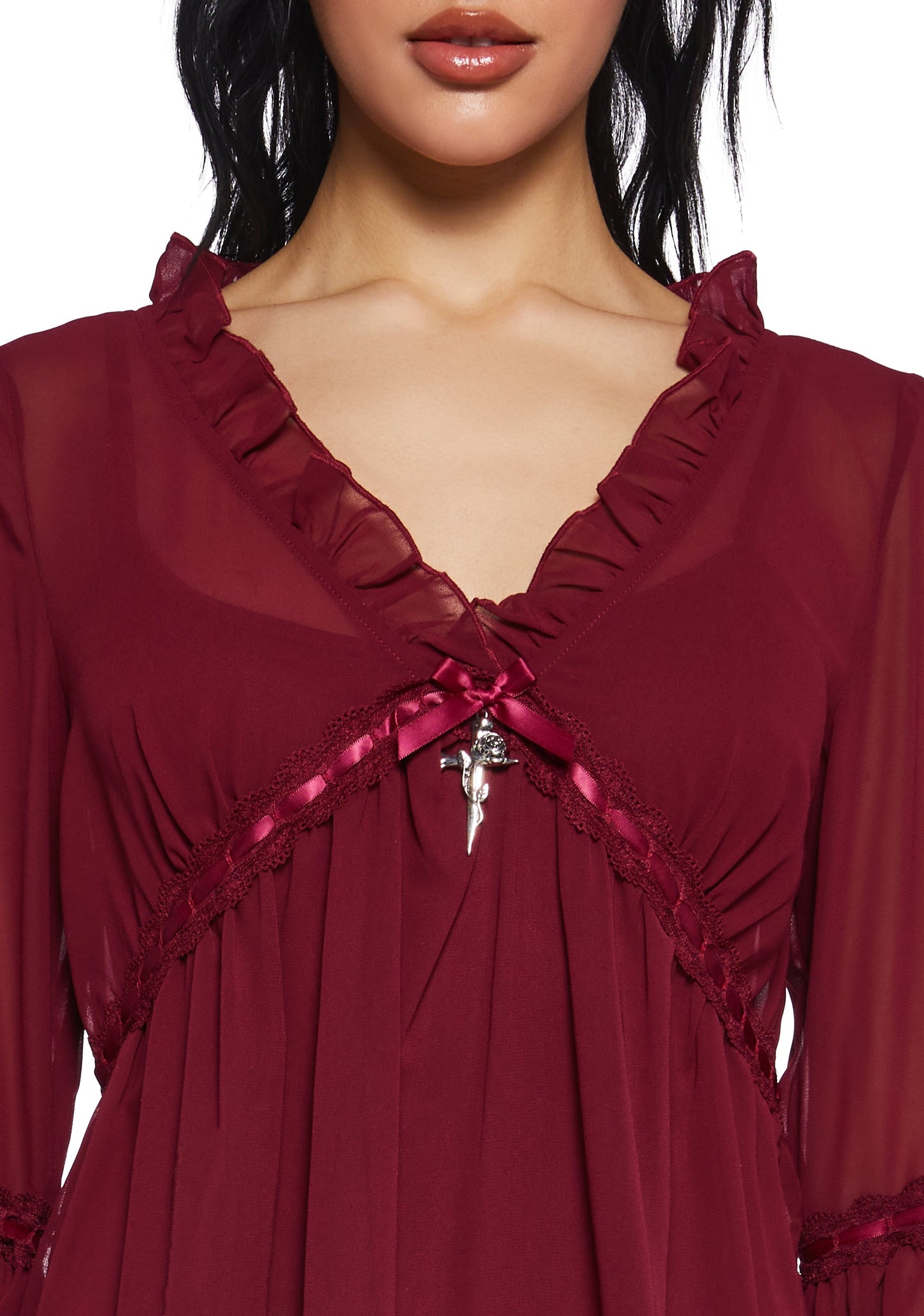 Divinity Velvet Mini Dress Burgundy 5