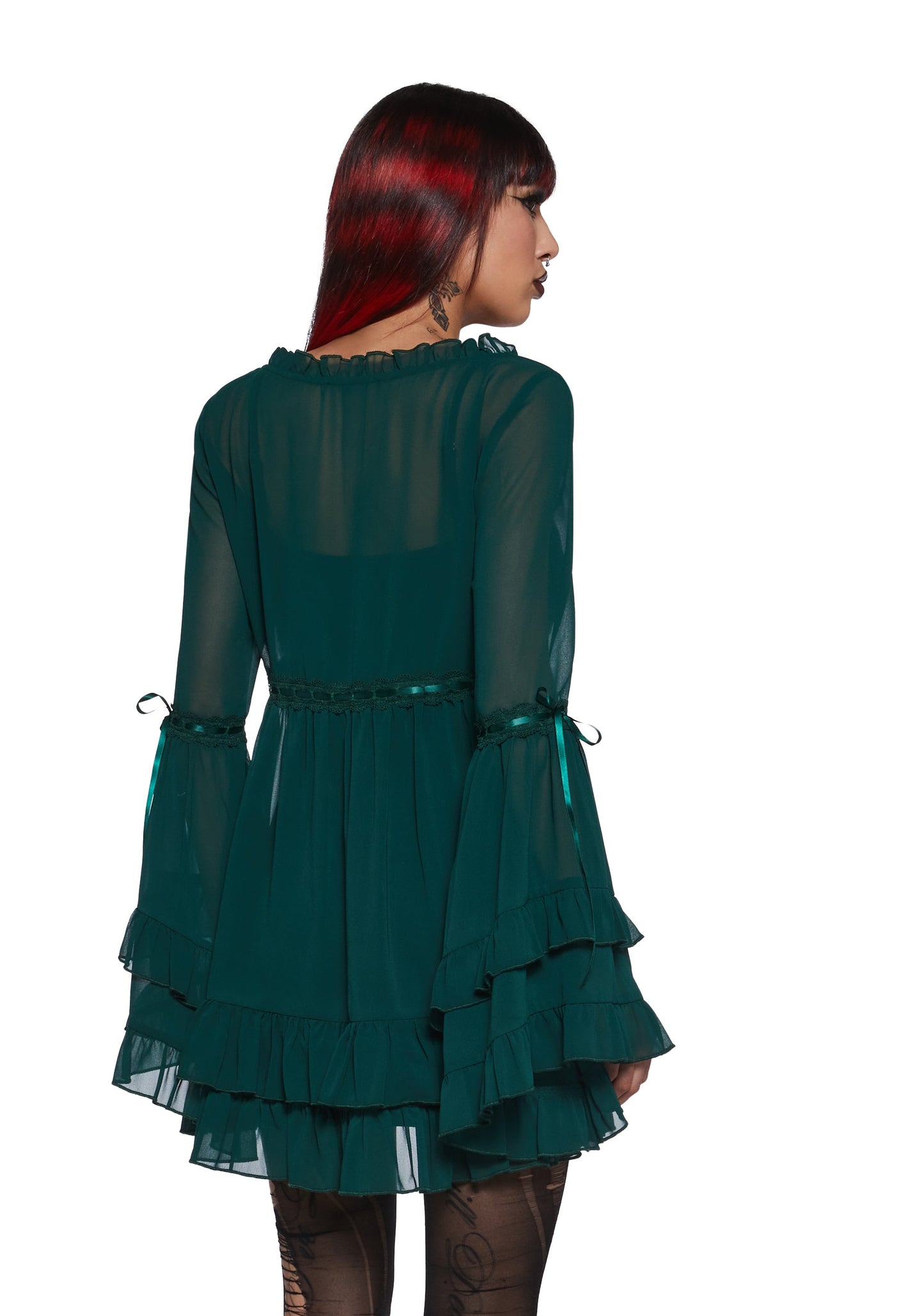 Divinity Velvet Mini Dress Green 4