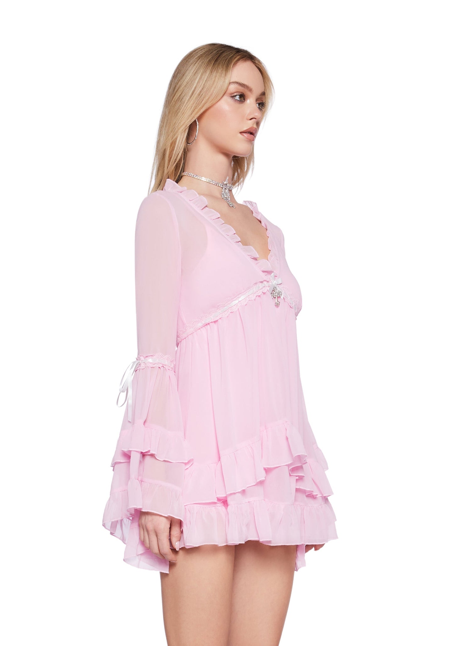 Divinity Velvet Mini Dress Light Pink 3