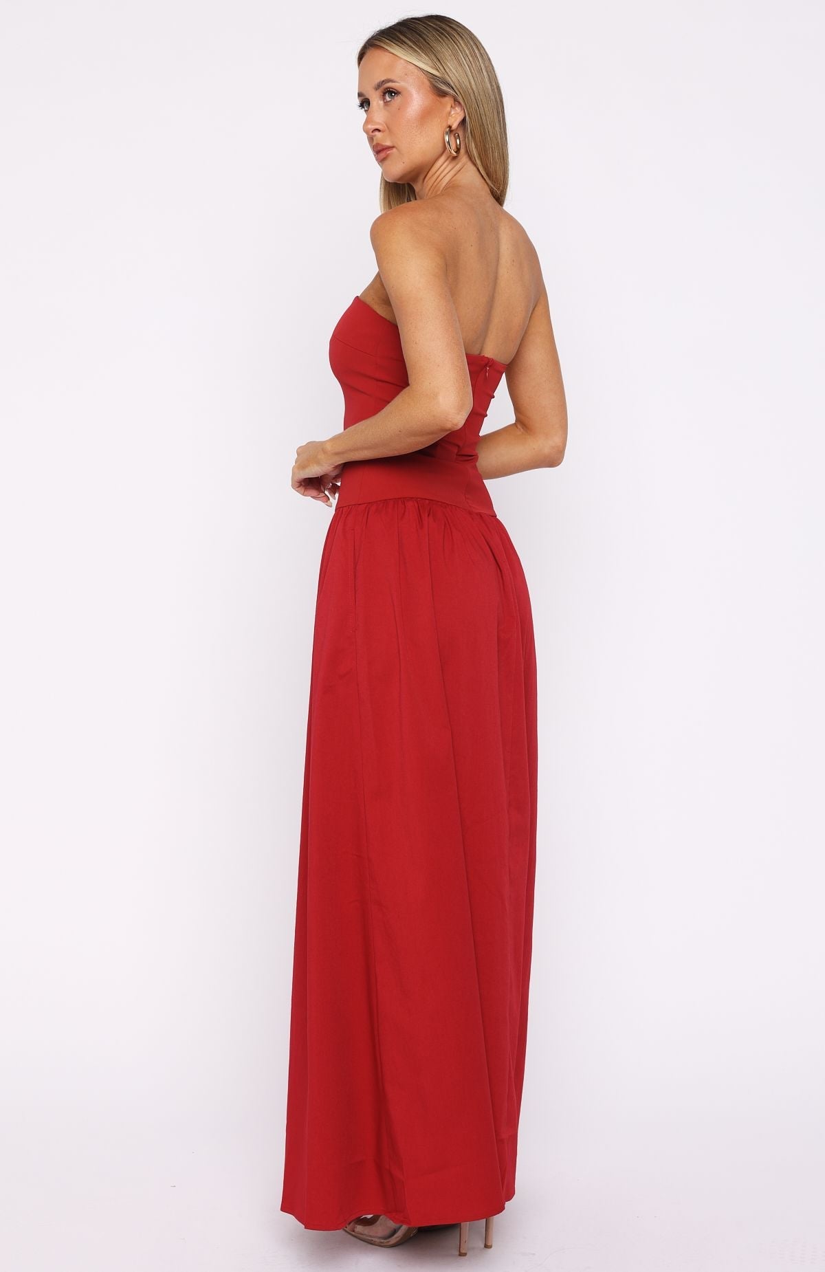 Valentina Silk Maxi Dress in Burgundy 4