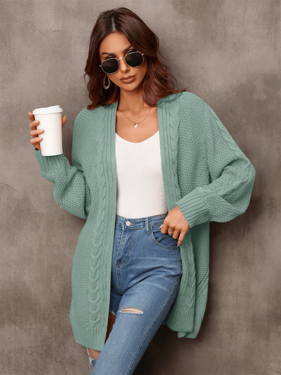 Ludlow Cable Knit Cardigan in Blush Sage 1