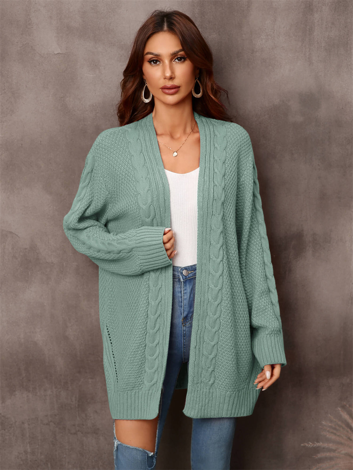 Ludlow Cable Knit Cardigan in Blush Sage 4