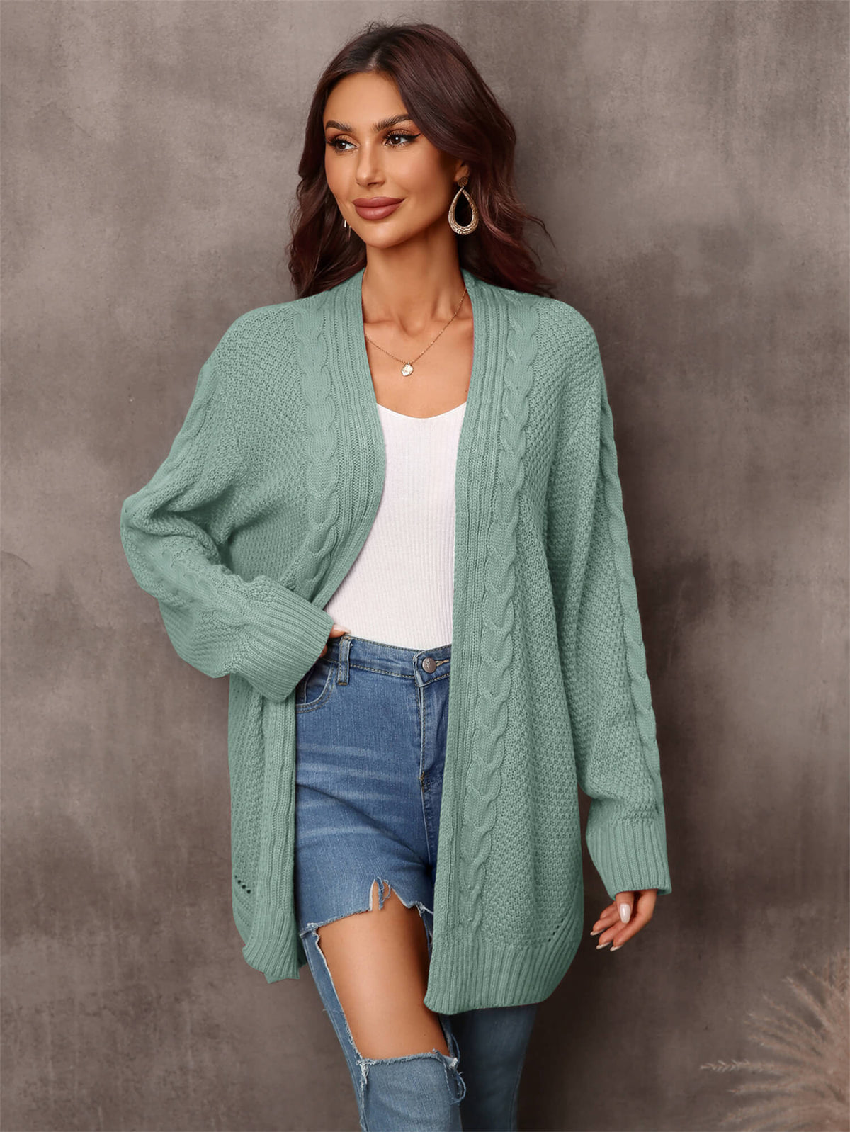 Ludlow Cable Knit Cardigan in Blush Sage 5