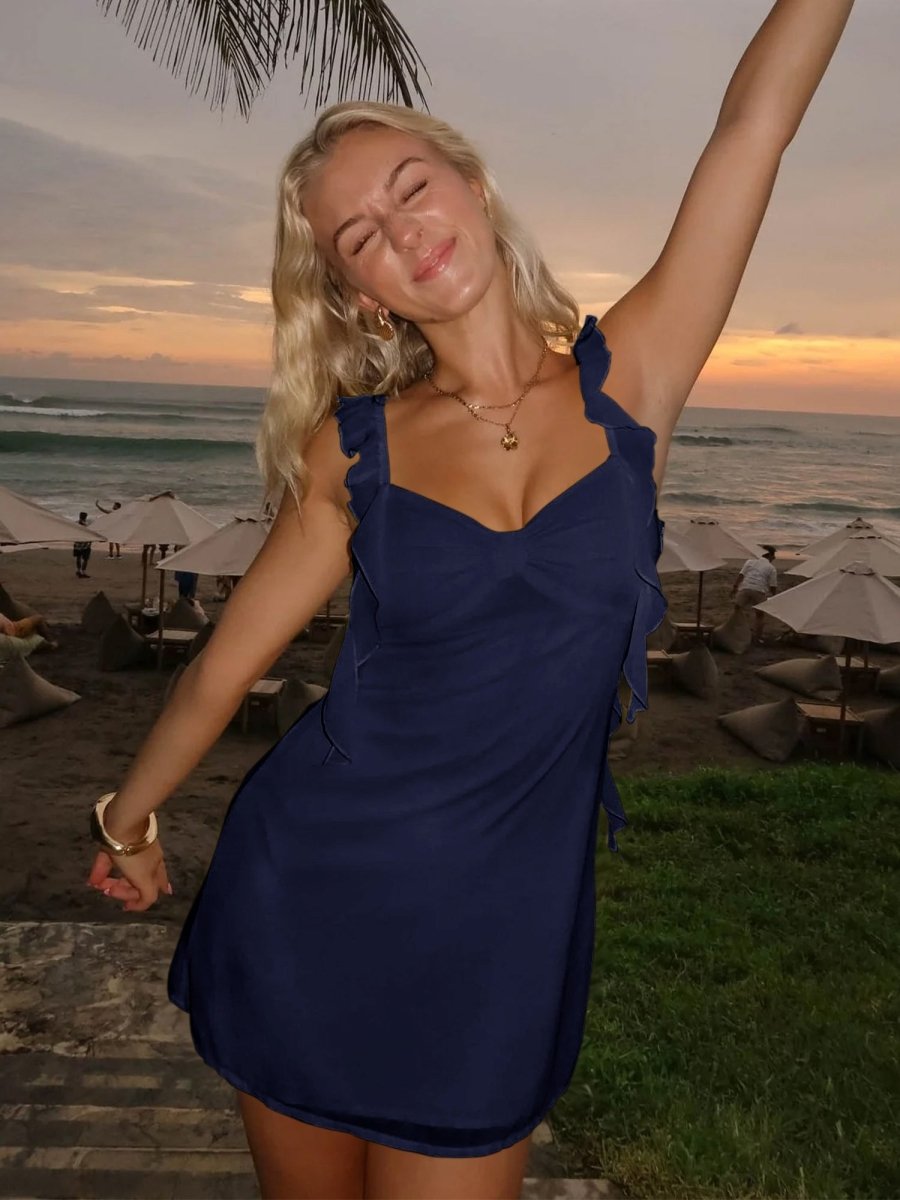 Violet Chiffon Ruffle Dress Fuchsia 2