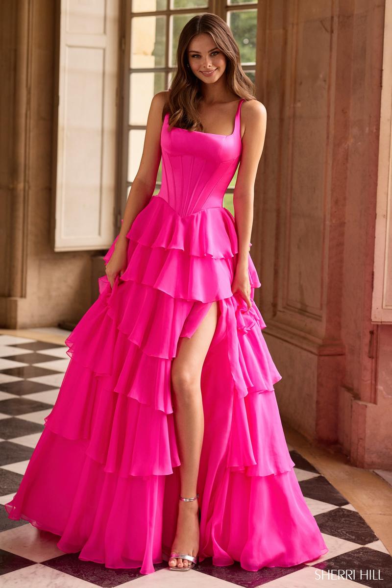 Valentina Corset Ruffle Prom Dress Yellow 1