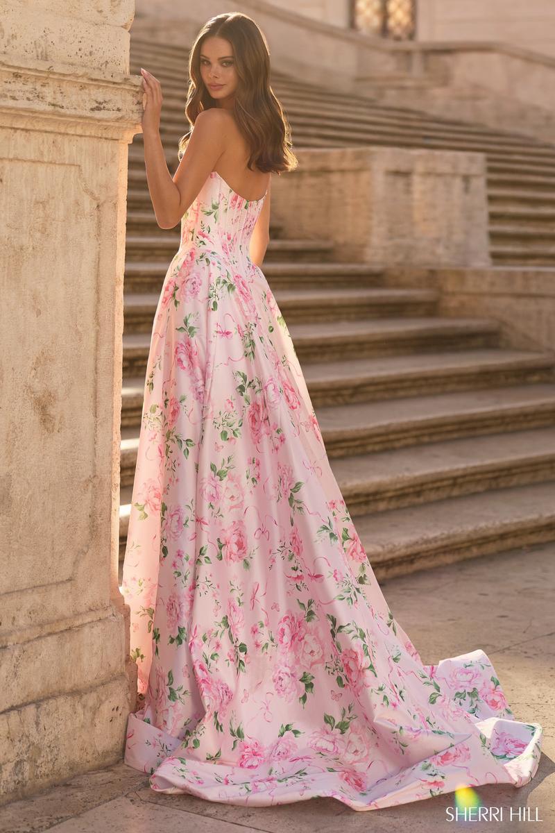 Isabelle Floral Print Prom Dress Pink Print 2