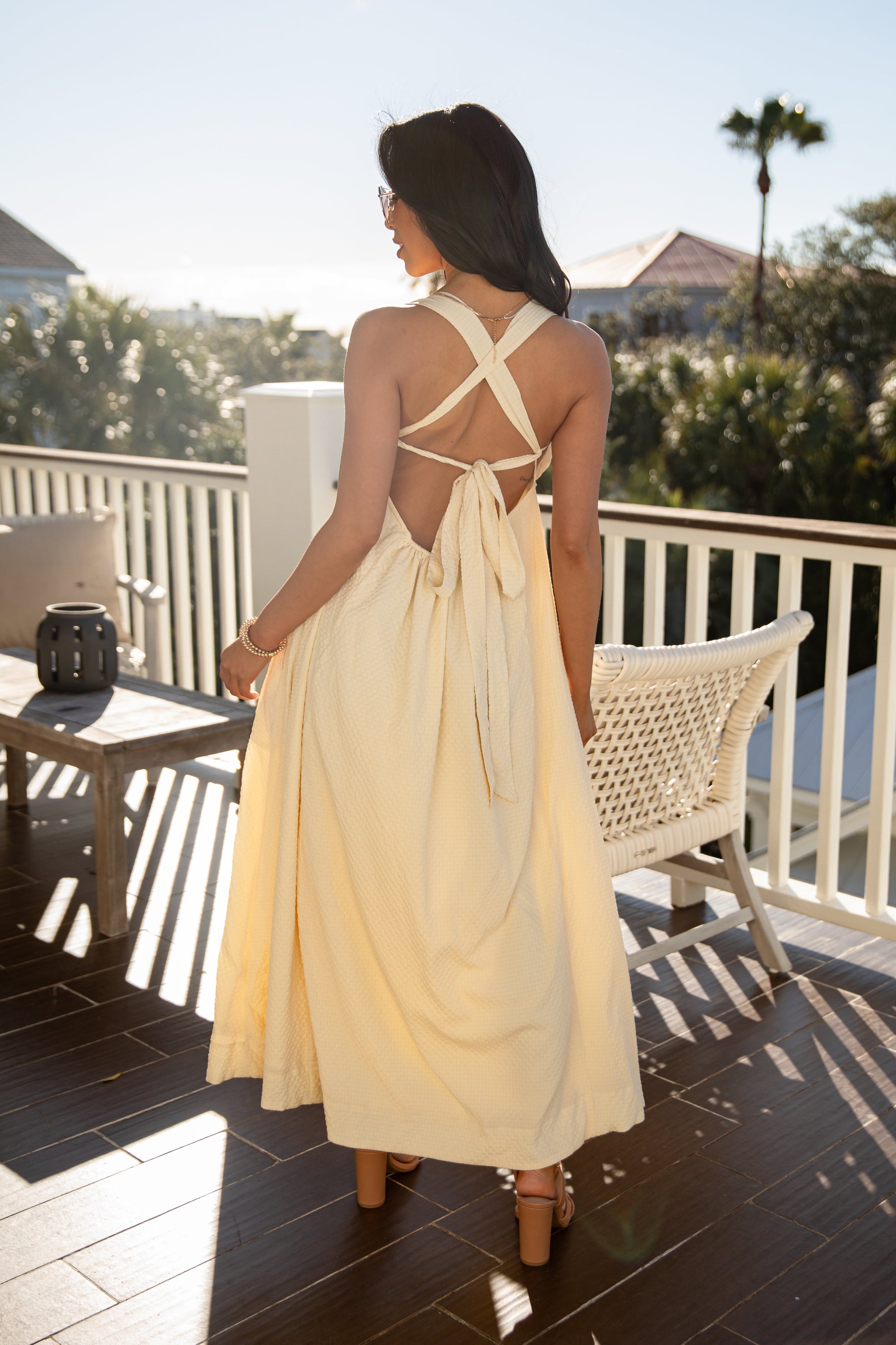 Capri Floral Maxi Dress in Bloom Blue Sunlit Daisy Yellow Midi Dress 7