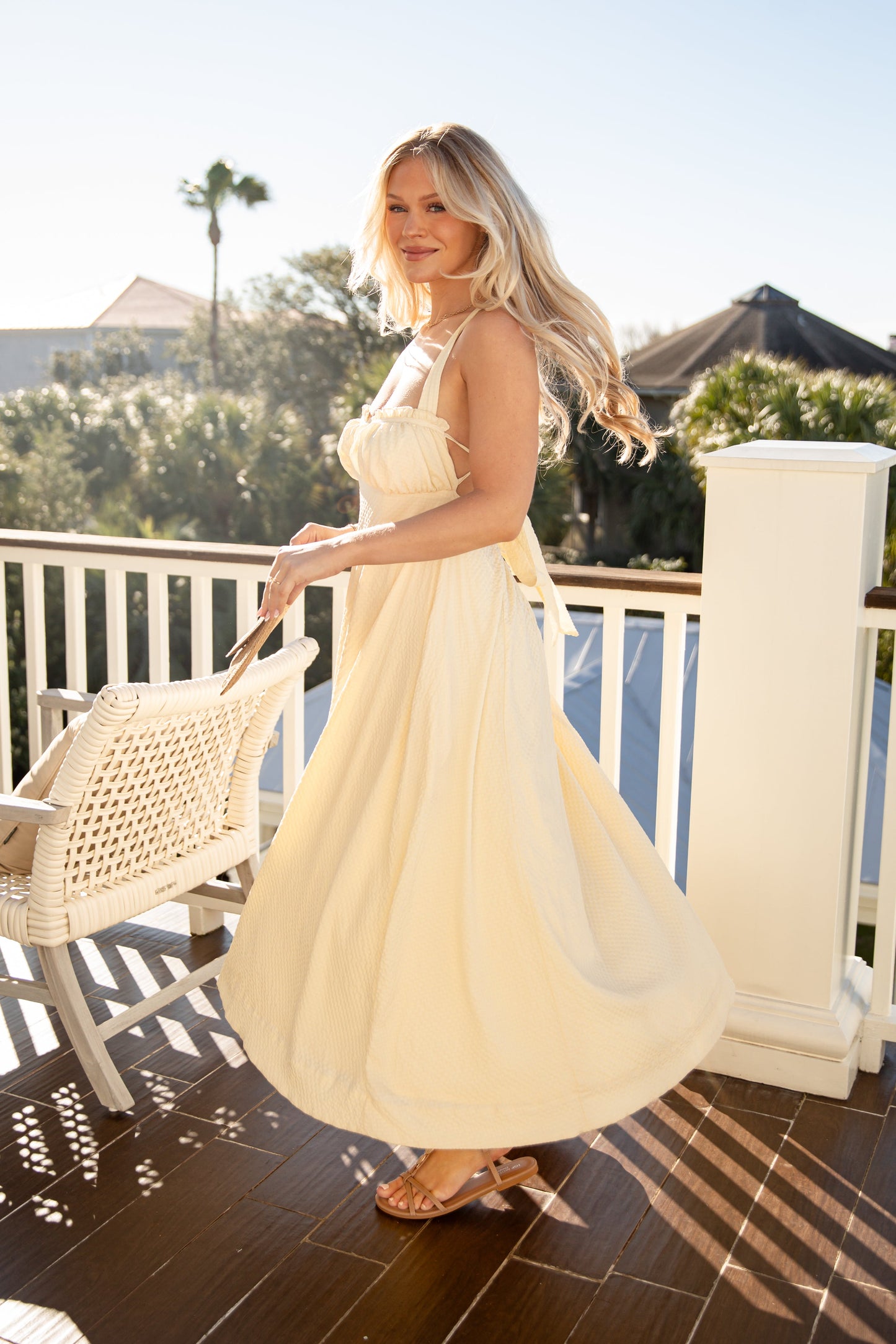 Capri Floral Maxi Dress in Bloom Blue Sunlit Daisy Yellow Midi Dress 10