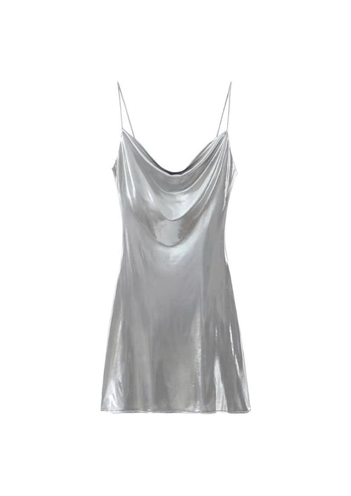Margot Silver Satin Slip Dress Silver 1