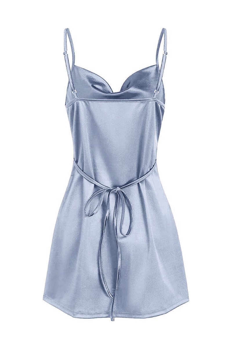 Galia Cowl Neck Satin Homecoming Dress Black 10