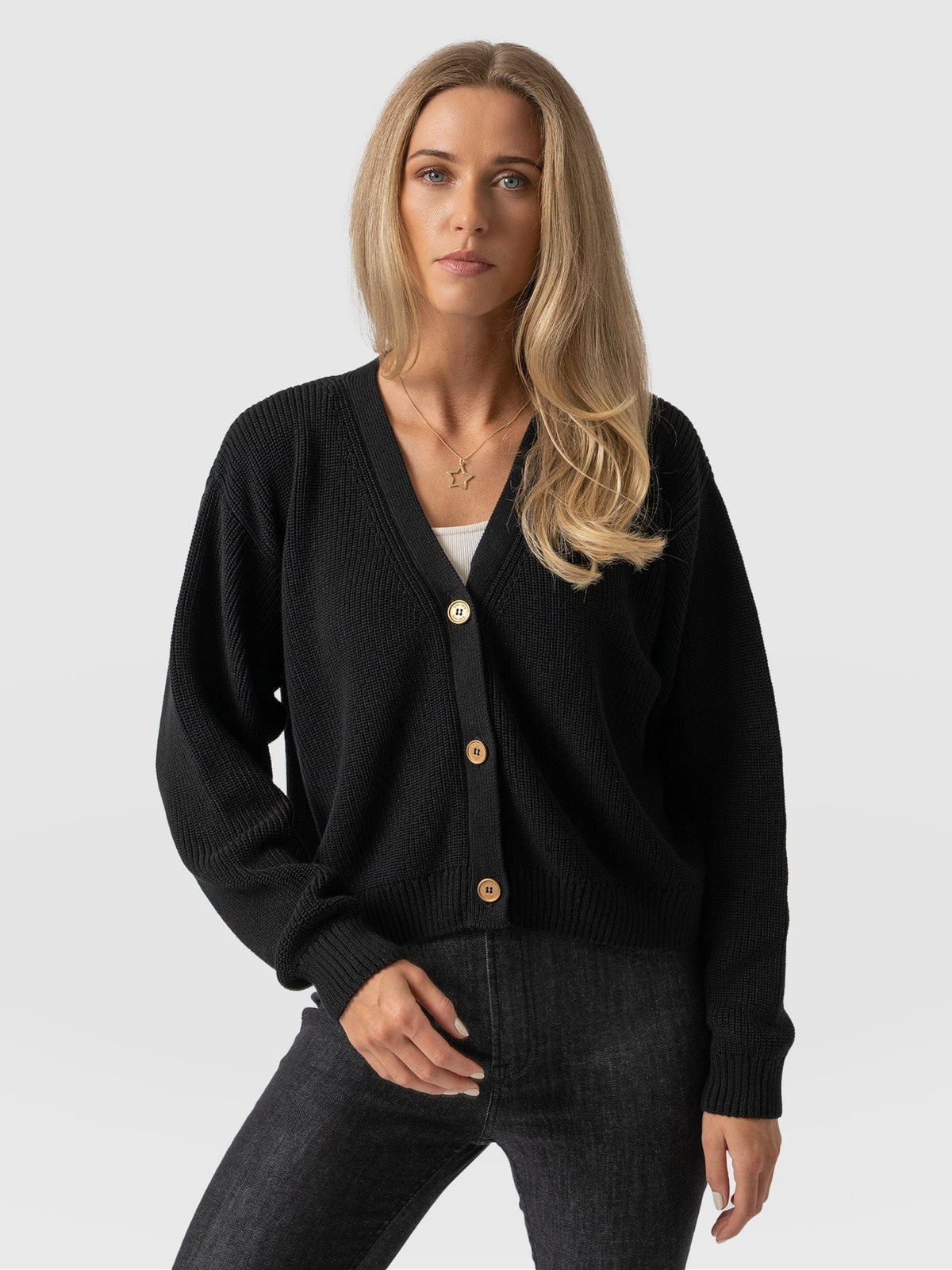 Margot Crop Cardigan Black 1