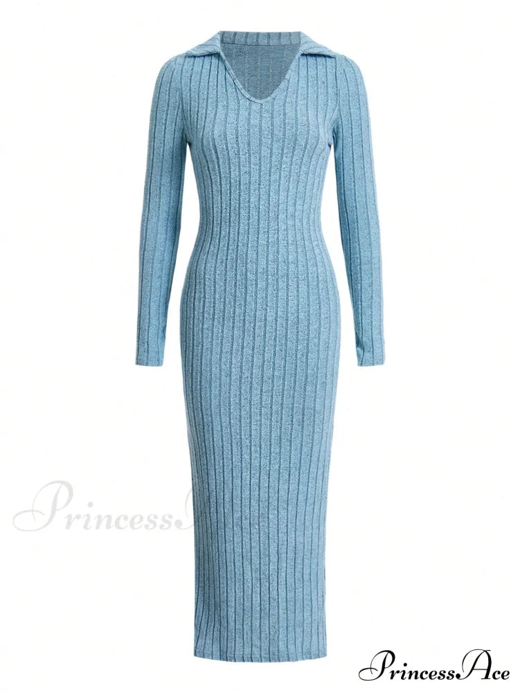 Saffron Ribbed Knit Dress Black 8