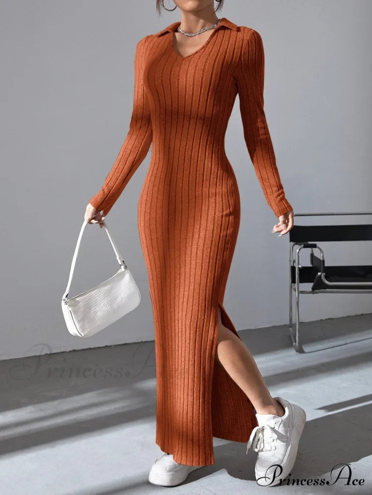 Saffron Ribbed Knit Dress Black 9