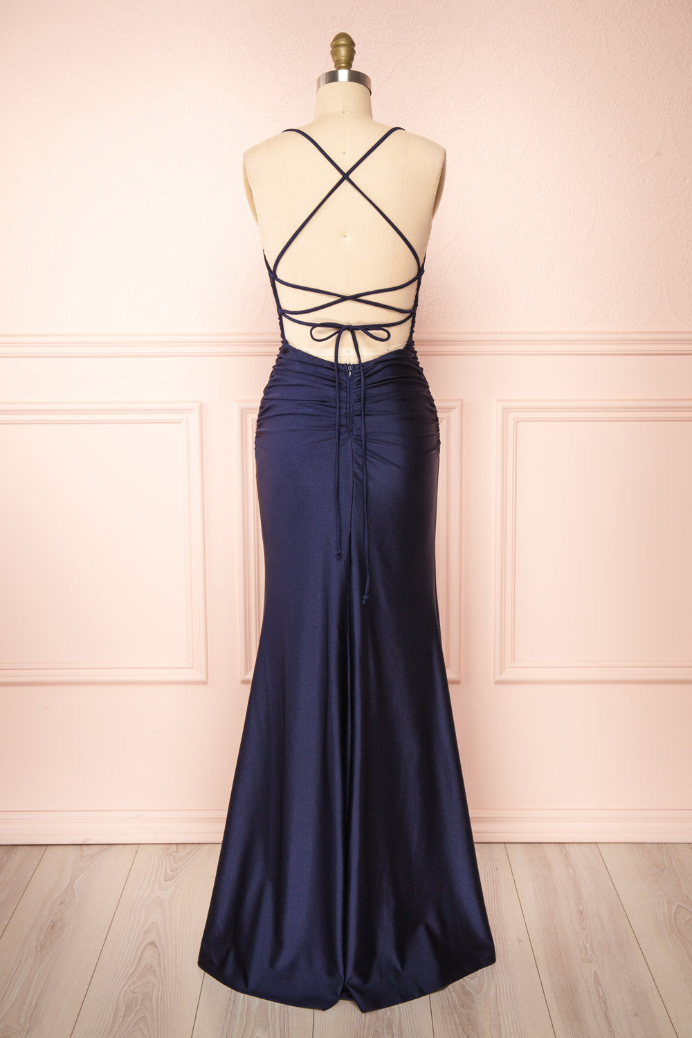 Sonia Navy Mermaid Maxi Dress with Slit Navy 3