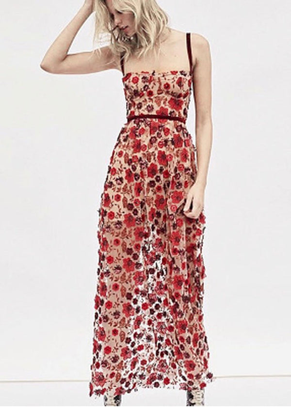 Margot Red Print Maxi Dress
