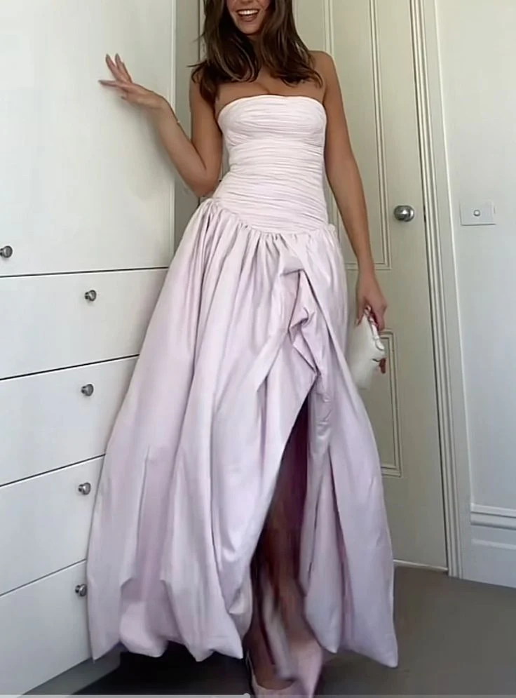 Evangeline Strapless A-Line Maxi Dress Lilac 3