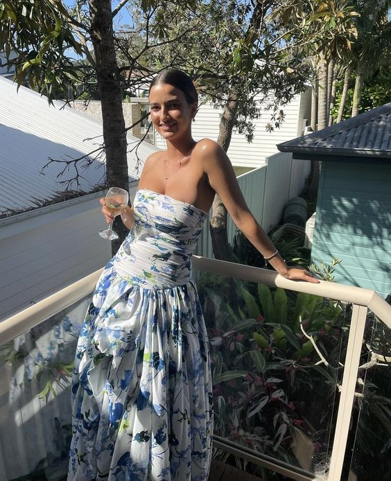 Arabella Floral Print Strapless Gown Picture Color 4