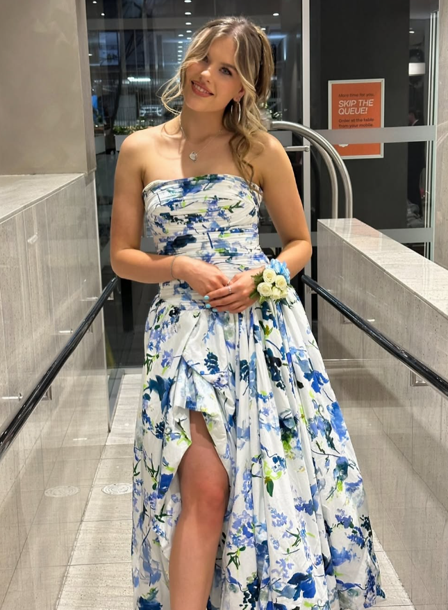 Arabella Floral Print Strapless Gown Picture Color 5
