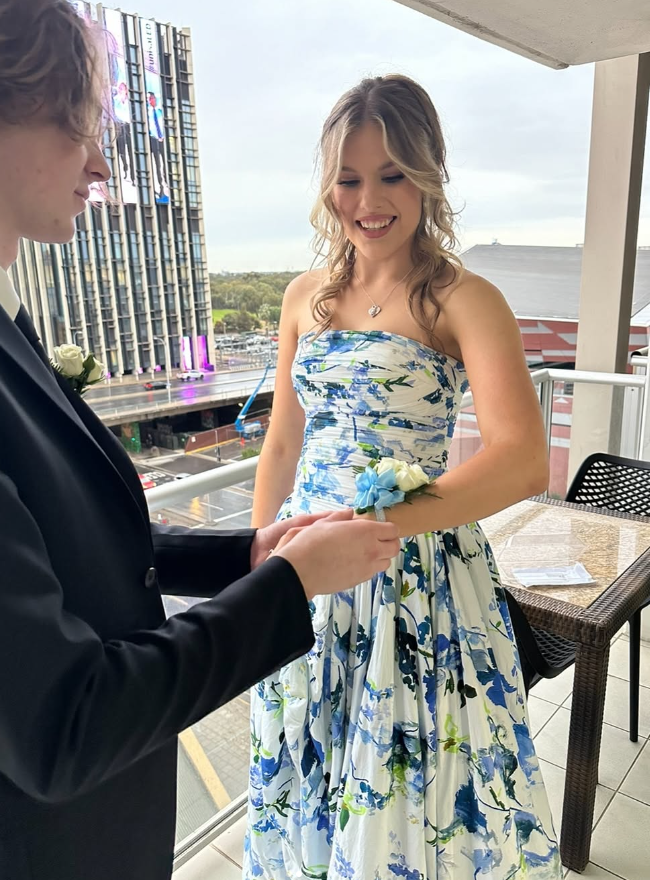 Arabella Floral Print Strapless Gown Picture Color 6