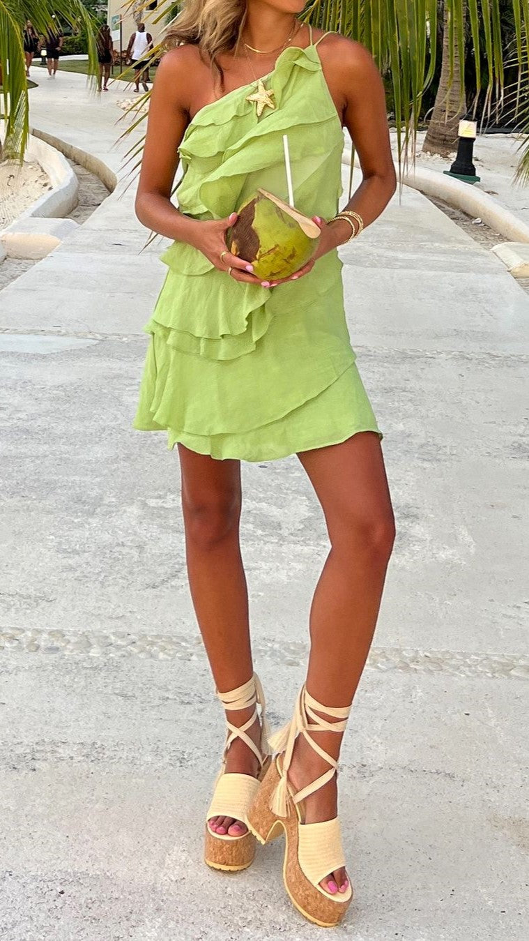 Cassidi Linen Mini Dress Sage 5