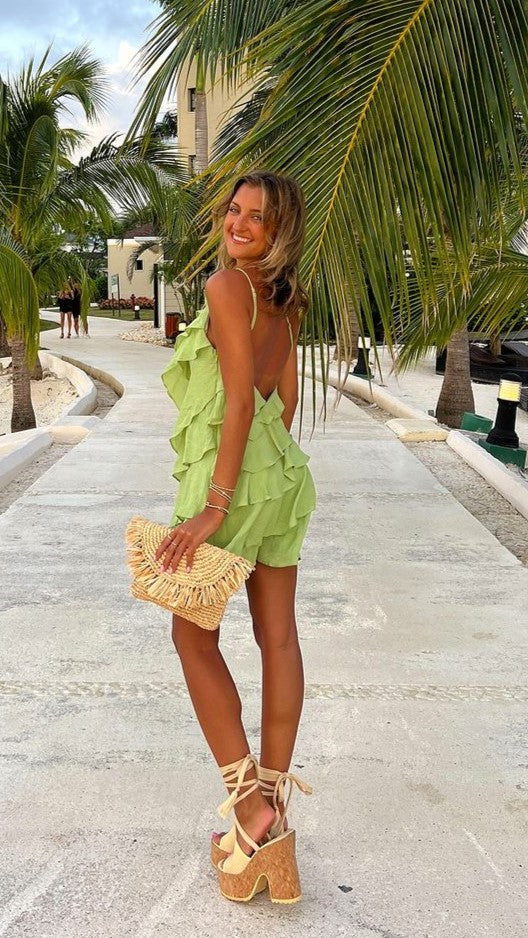 Cassidi Linen Mini Dress Sage 9