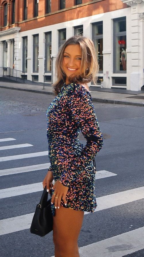 Felicia Sequin Mini Dress Navy/Multi Sequin 5