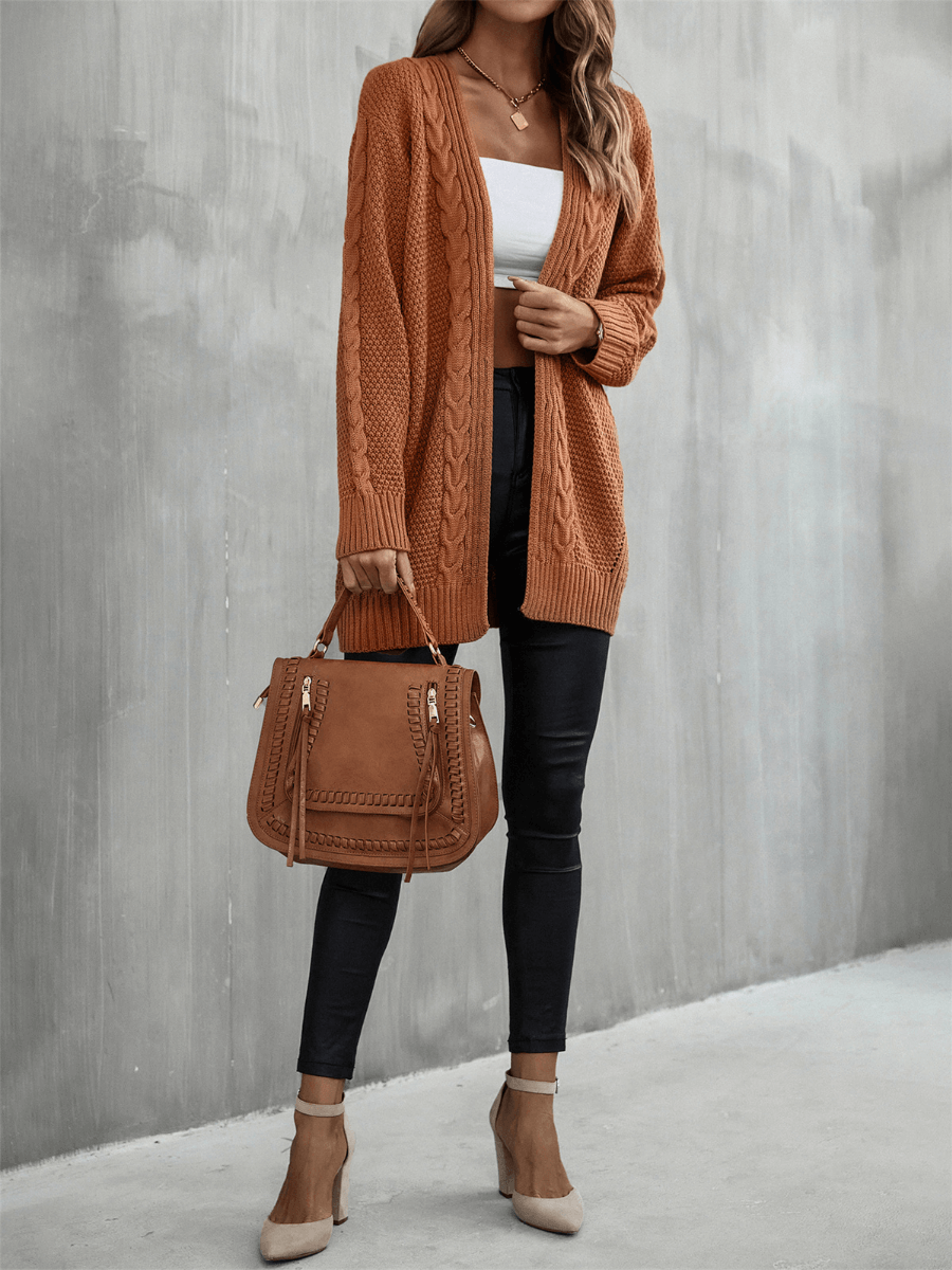 Ludlow Cable Knit Cardigan in Blush Tan 1