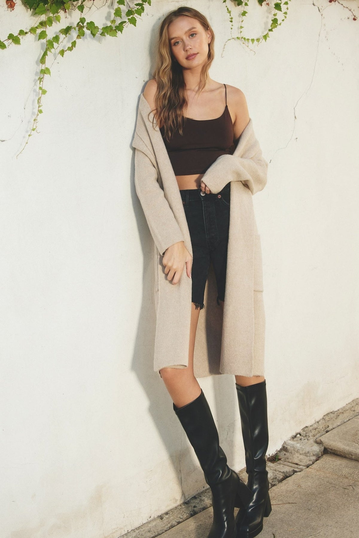 Margot Beige Open-Front Cardigan Beige 5