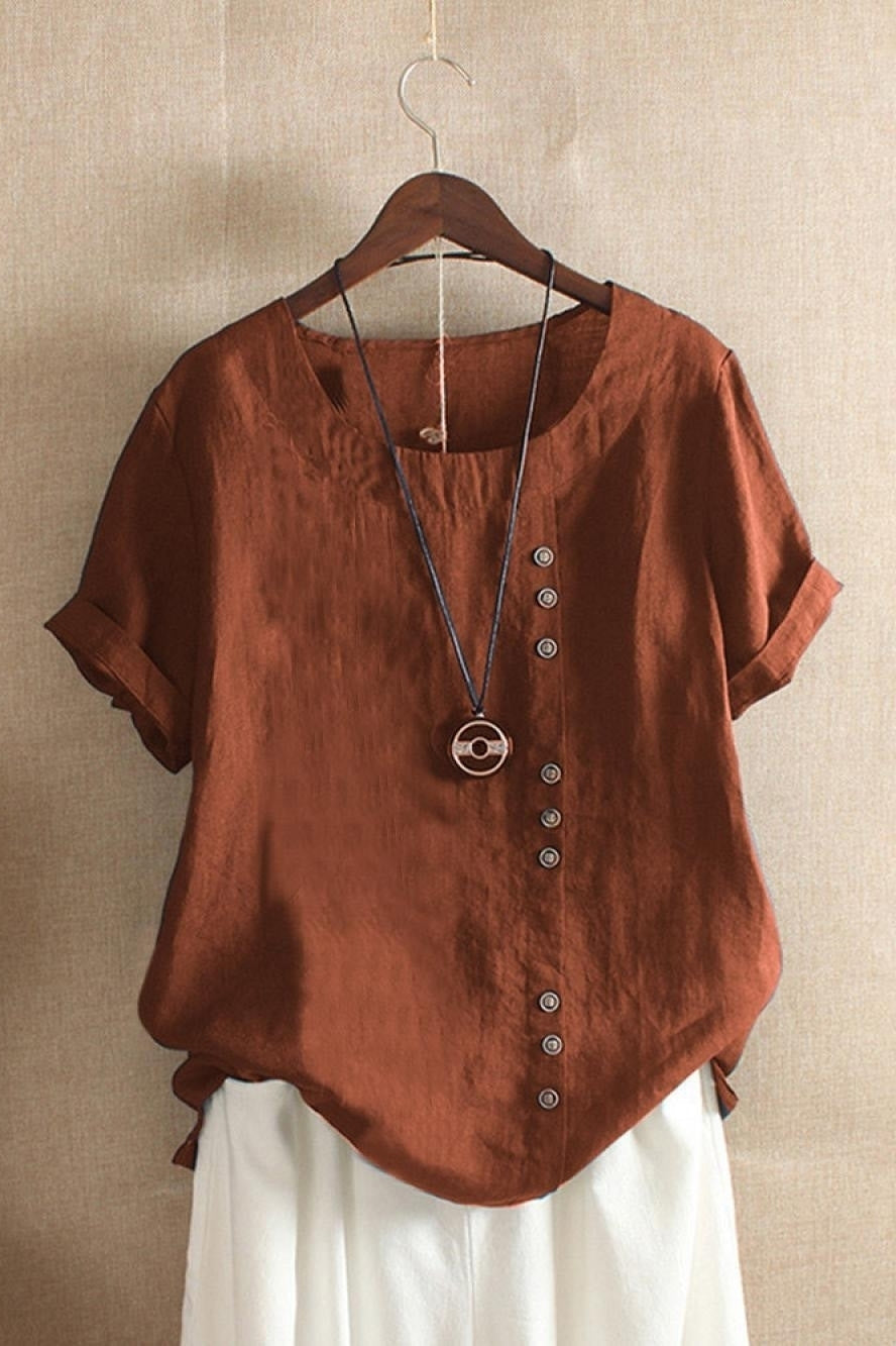 Margot Button-Front Blouse Green 3