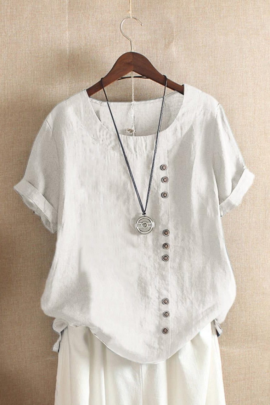 Margot Button-Front Blouse Orange 4