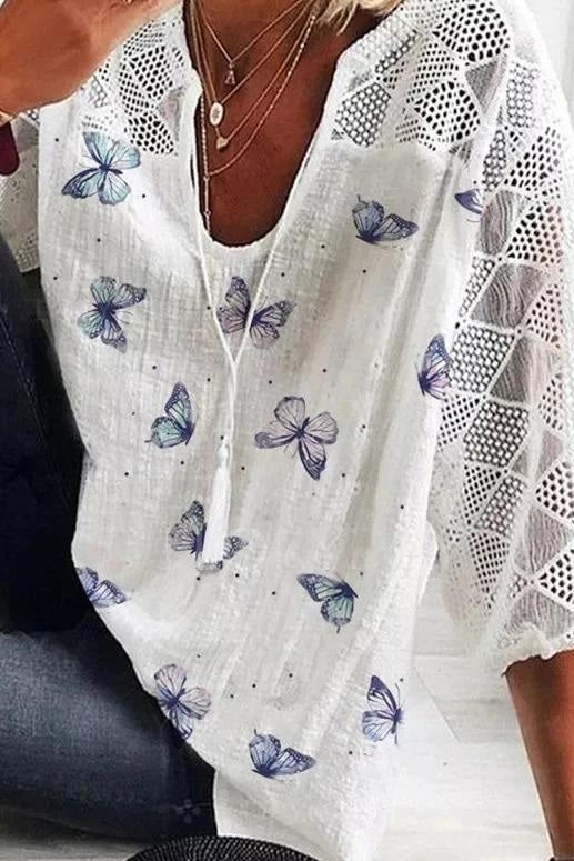 Halcyon Butterfly Blouse Blue 1