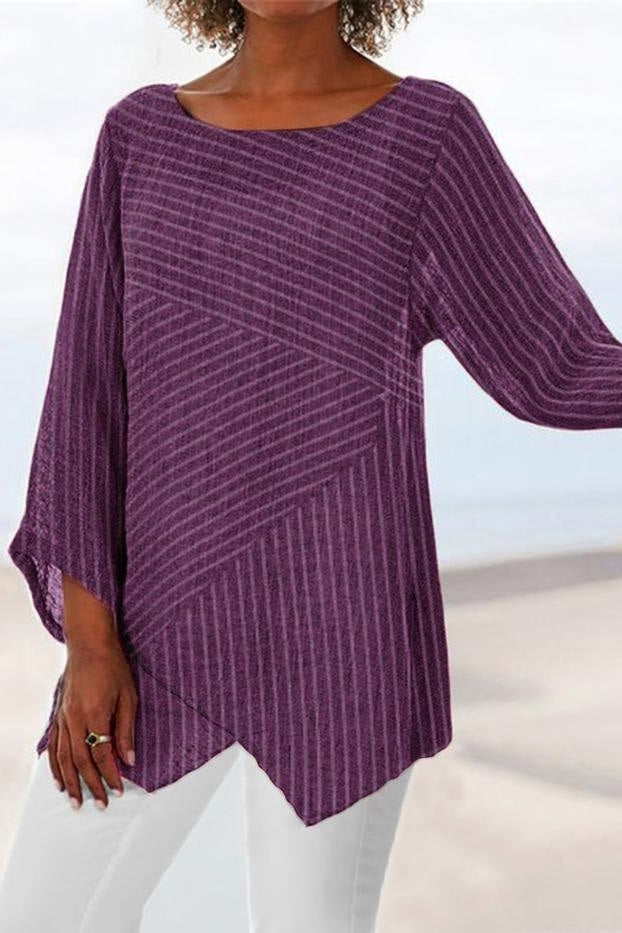 Colette Striped Crew Neck Blouse BLUE 5