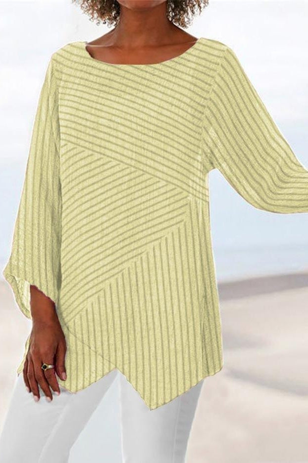 Colette Striped Crew Neck Blouse Brown 3