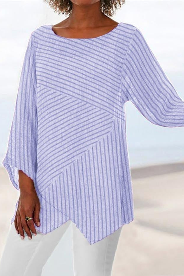 Colette Striped Crew Neck Blouse BLUE 2
