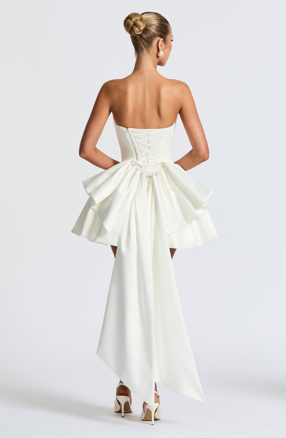 Trinity Satin Mini Dress in Ivory Ivory 9