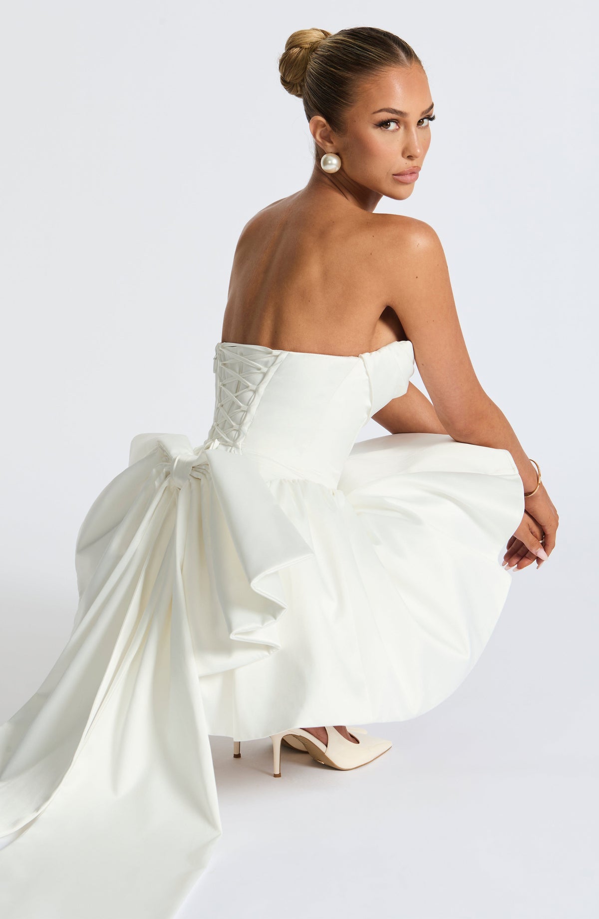 Trinity Satin Mini Dress in Ivory Ivory 7