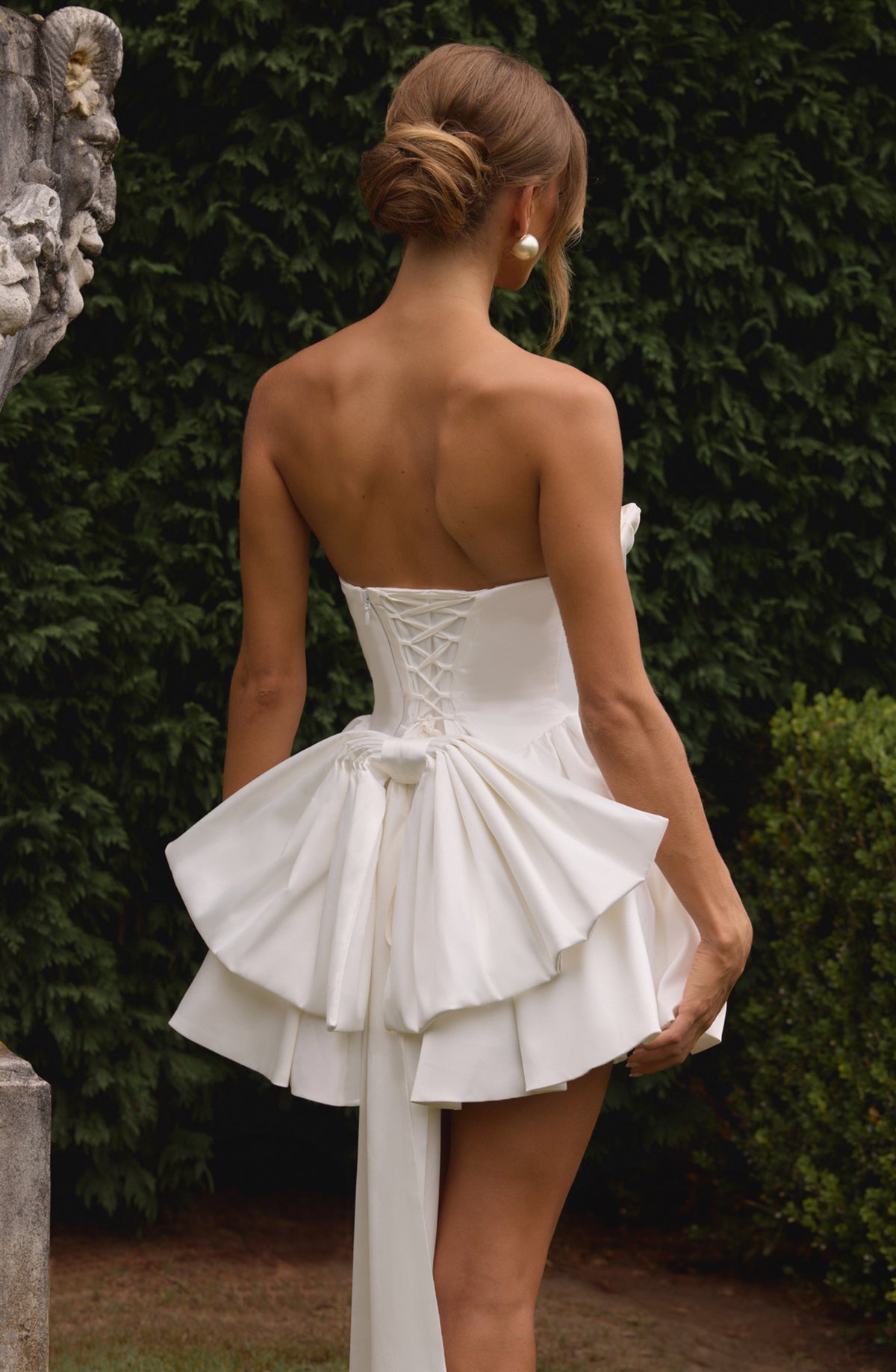 Trinity Satin Mini Dress in Ivory Ivory 2